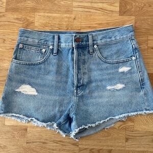 Madewell "Relaxed Denim Shorts", Distressed, Blue, Size 28, Mid-Length, Worn 1x